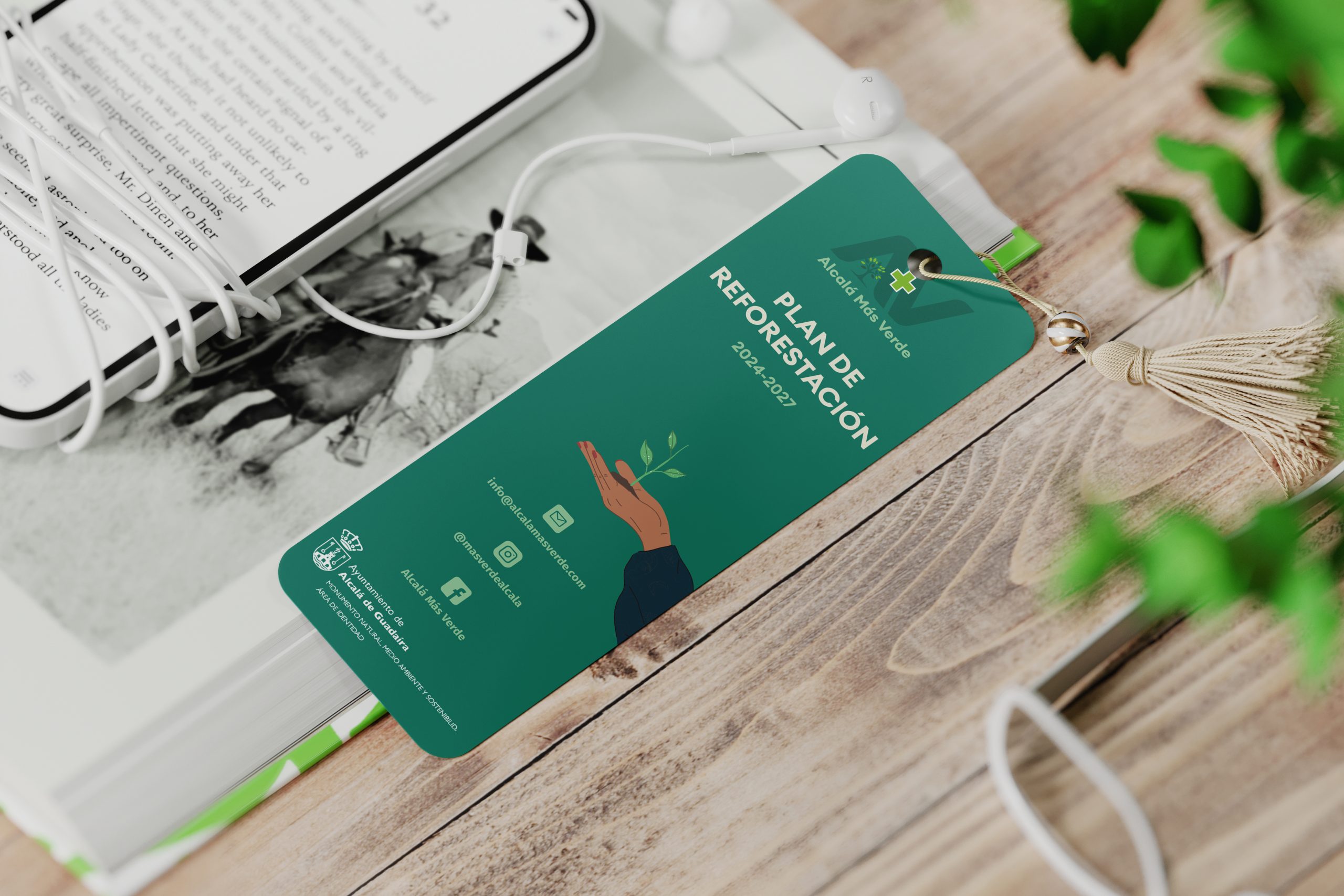 Diseño marcapaginas Alcalá Más Verde